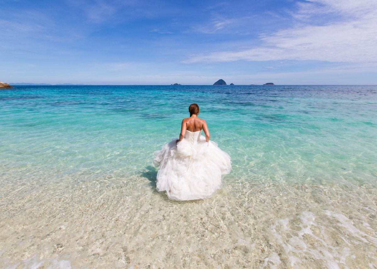 Trash the dress beach wedding